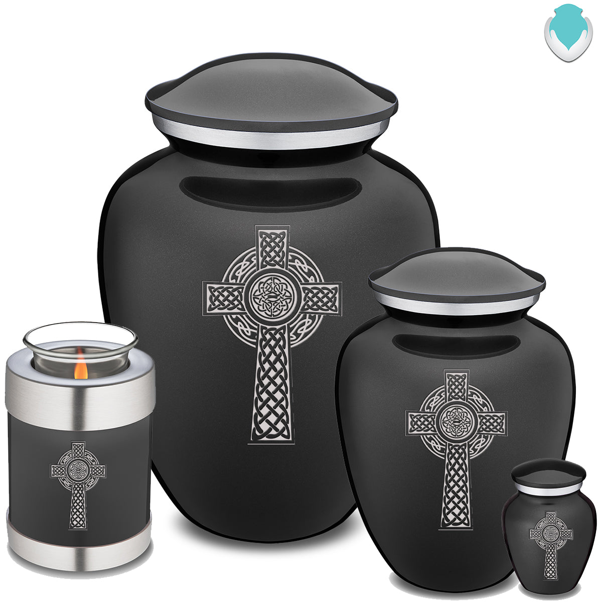 Medium Embrace Charcoal Celtic Cross Cremation Urn