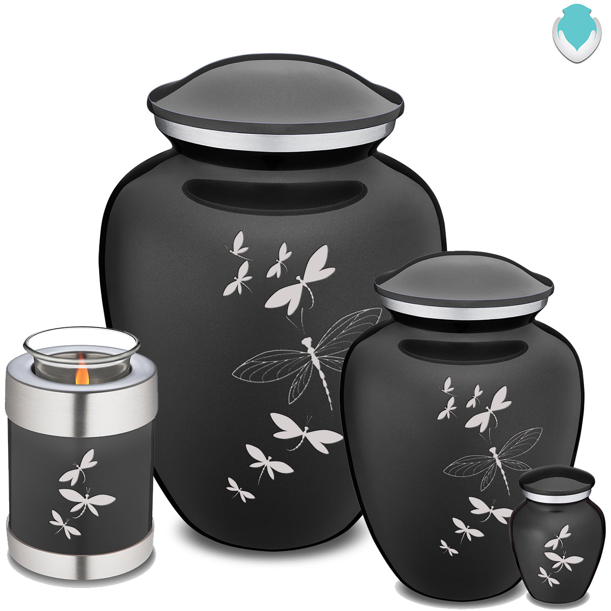 Adult Embrace Charcoal Dragonflies Cremation Urn