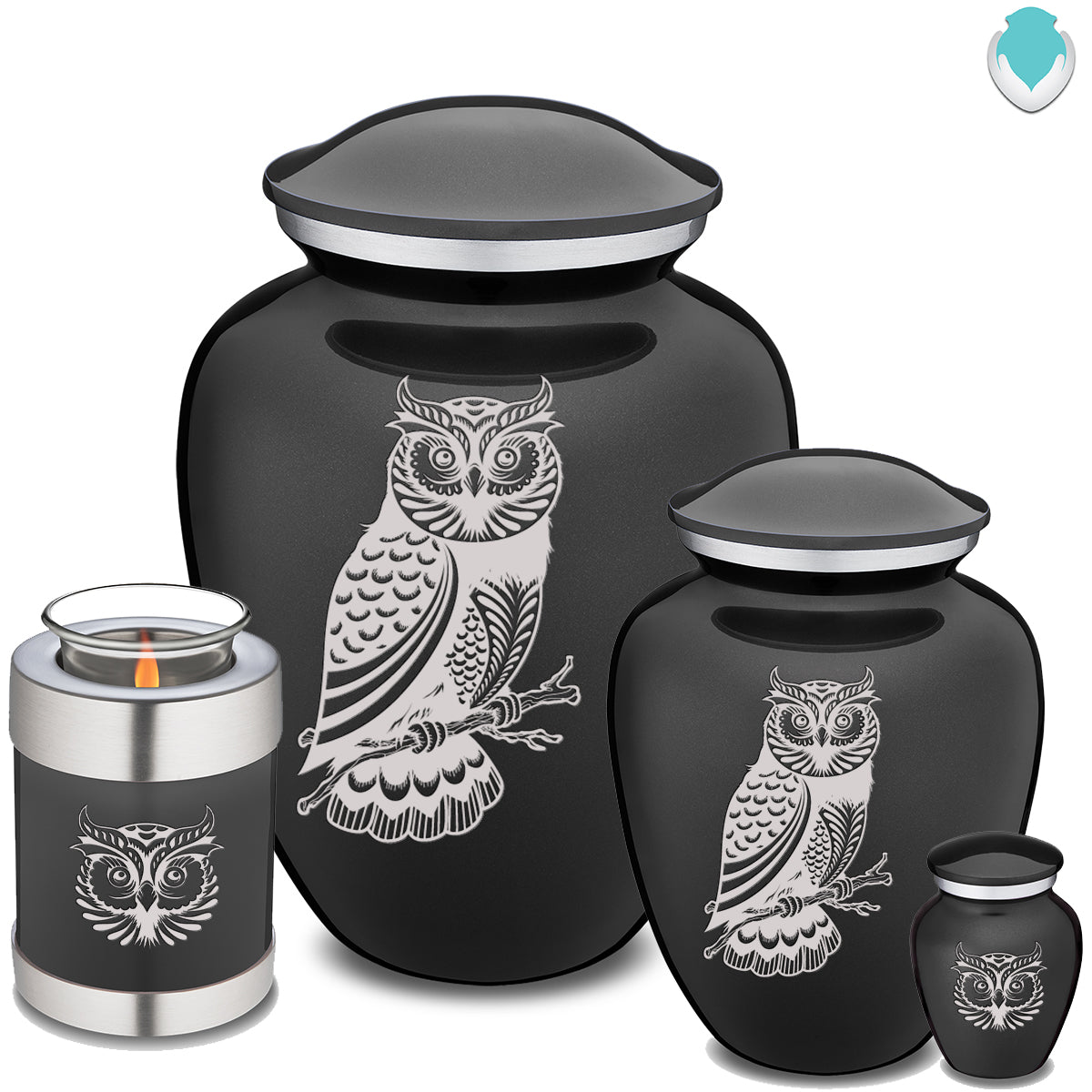 Adult Embrace Charcoal Owl Cremation Urn