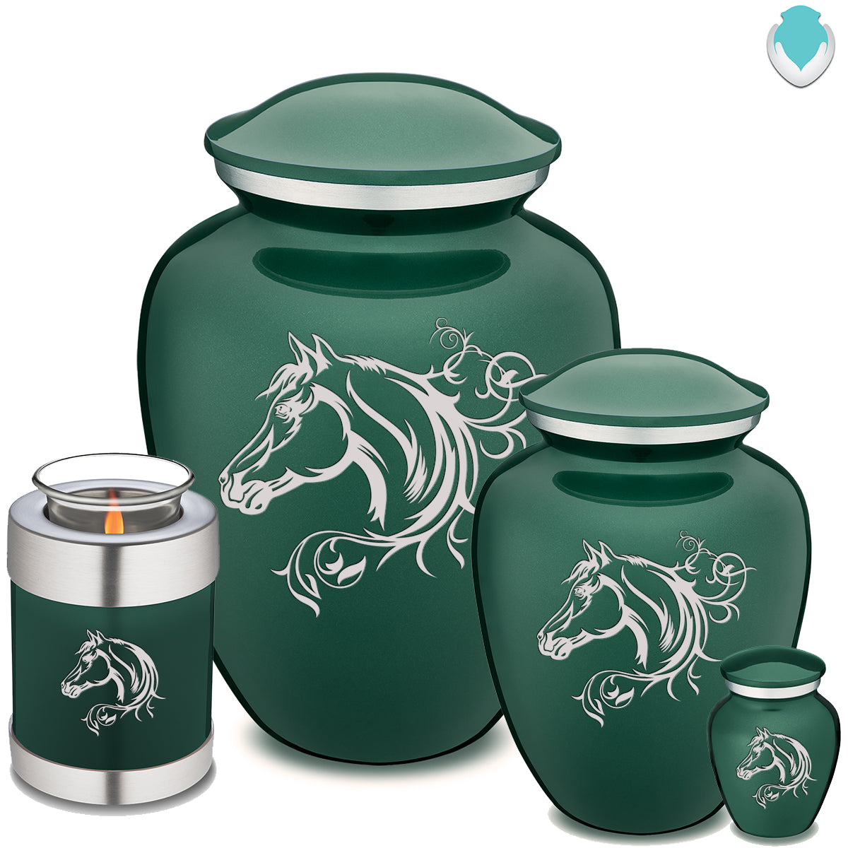 Keepsake Embrace Green Horse Cremation Urn