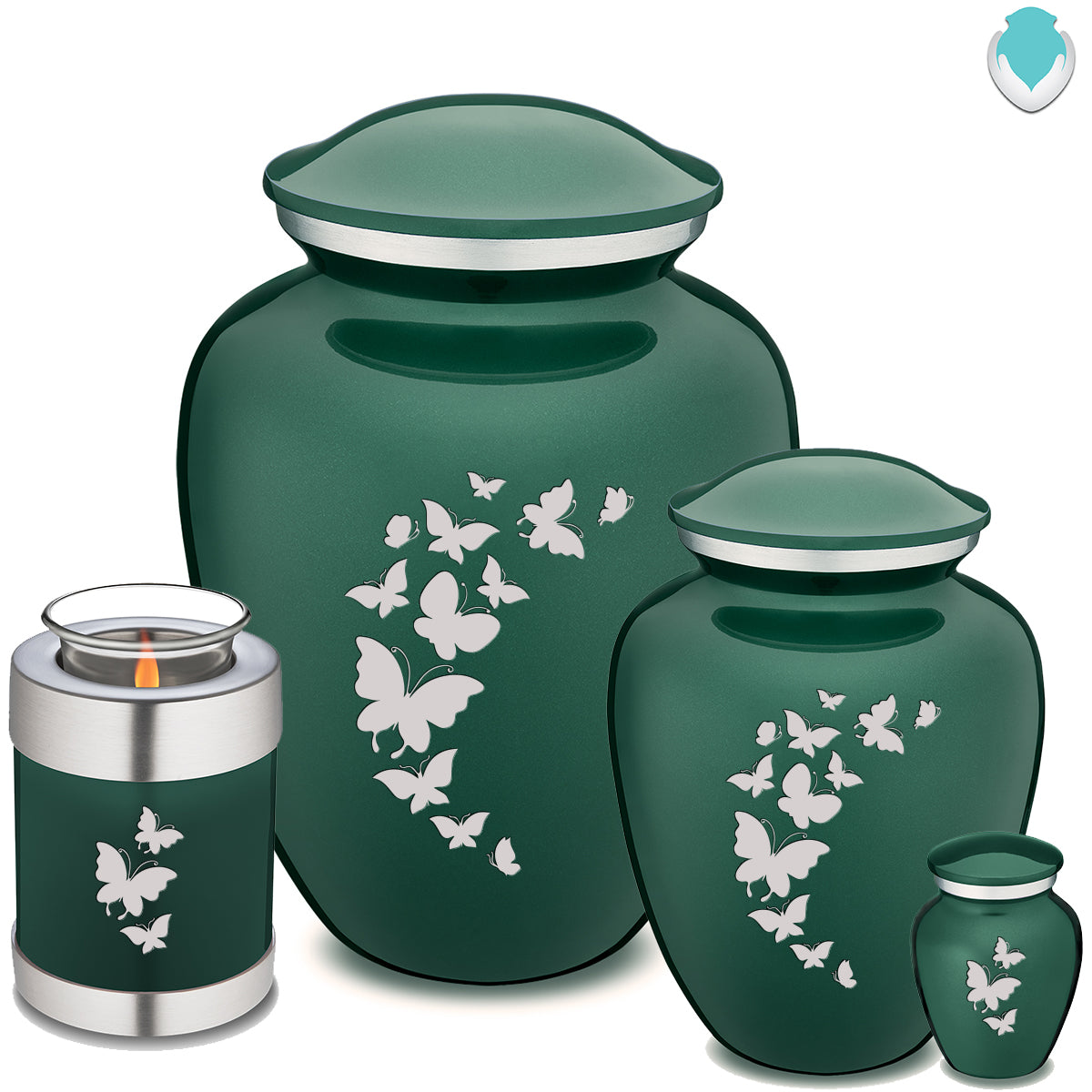 Candle Holder Green Embrace Butterfly Cremation Urn