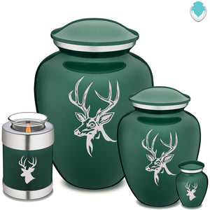 Medium Embrace Green Deer Cremation Urn