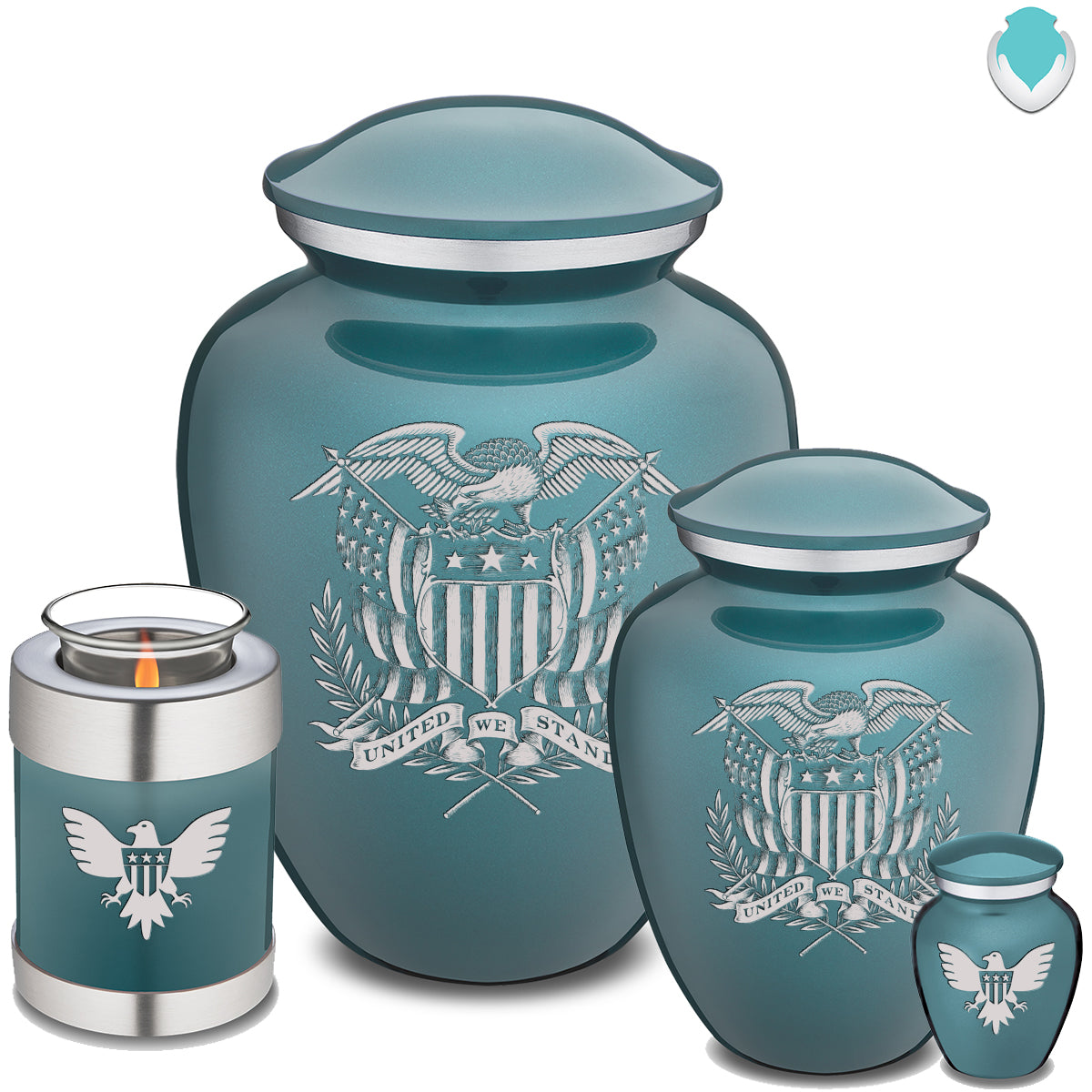Medium Embrace Teal American Glory Cremation Urn