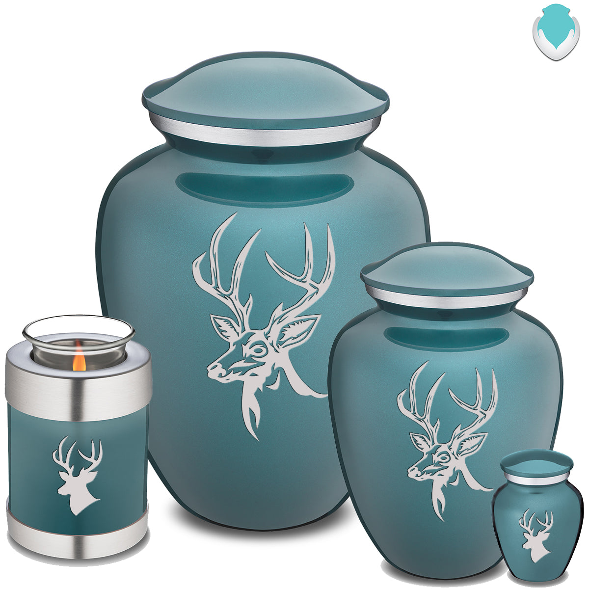 Keepsake Embrace Teal Deer Cremation Urn