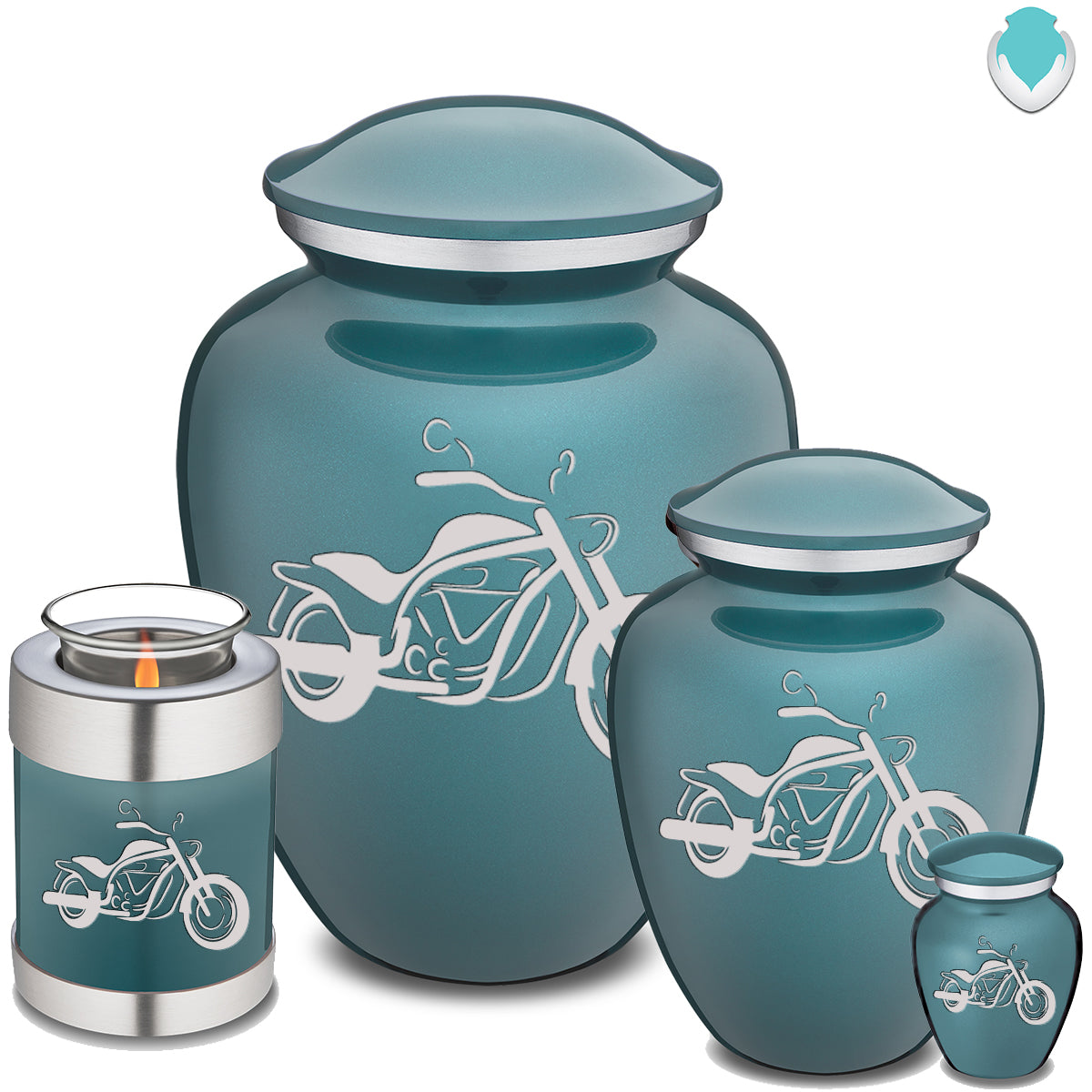 Keepsake Embrace Teal Motorcycle Cremation Urn