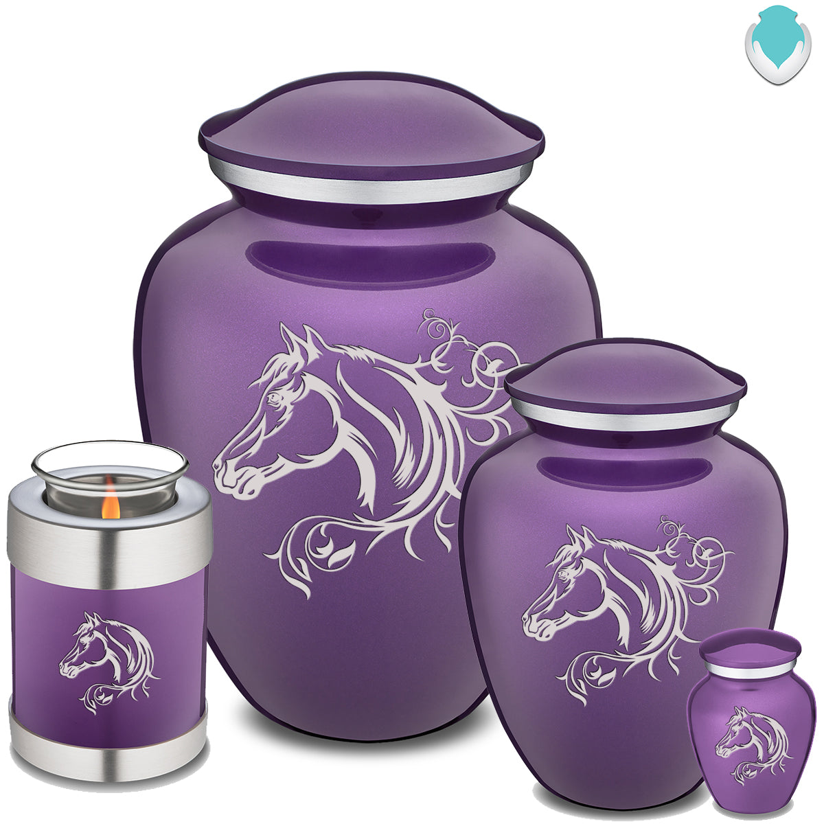 Keepsake Embrace Purple Horse Cremation Urn