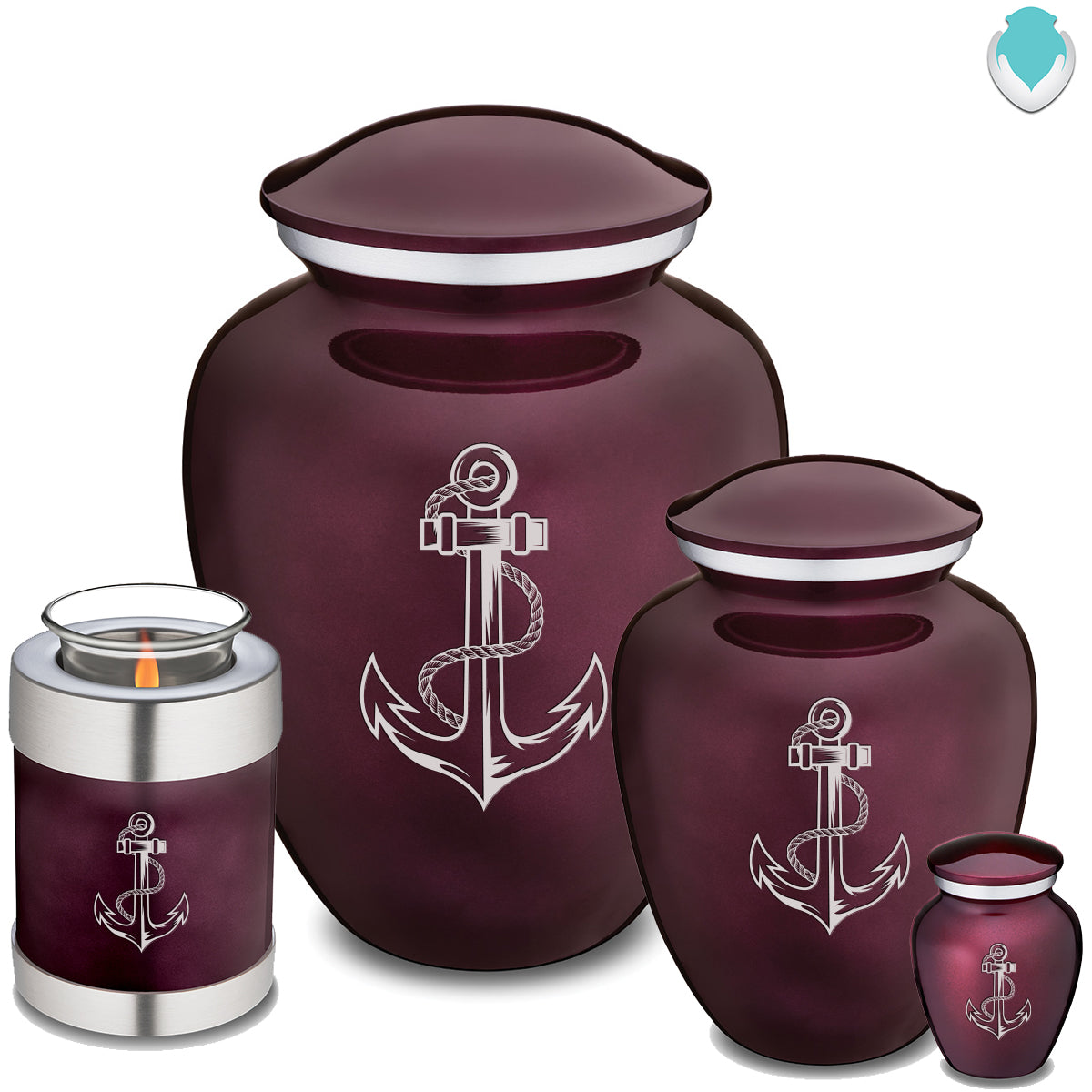 Keepsake Embrace Cherry Purple Anchor Cremation Urn