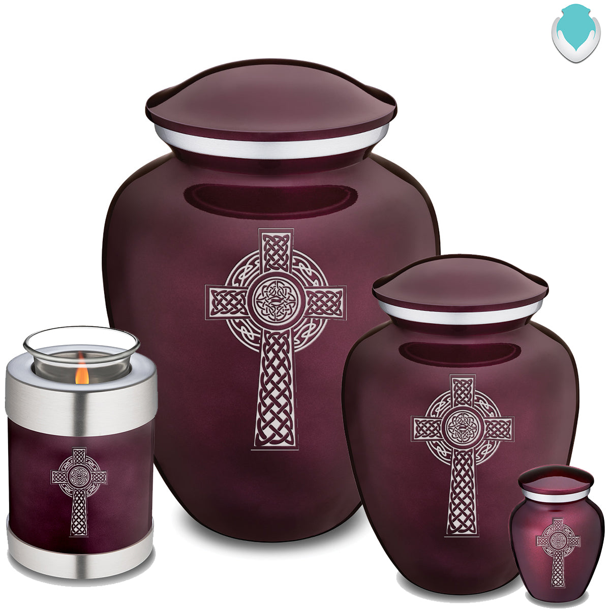 Keepsake Embrace Cherry Purple Celtic Cross Cremation Urn