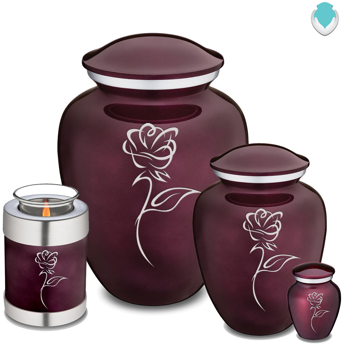Medium Cherry Purple Embrace Rose Cremation Urn