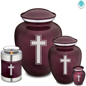 Medium Cherry Purple Embrace Simple Cross Cremation Urn