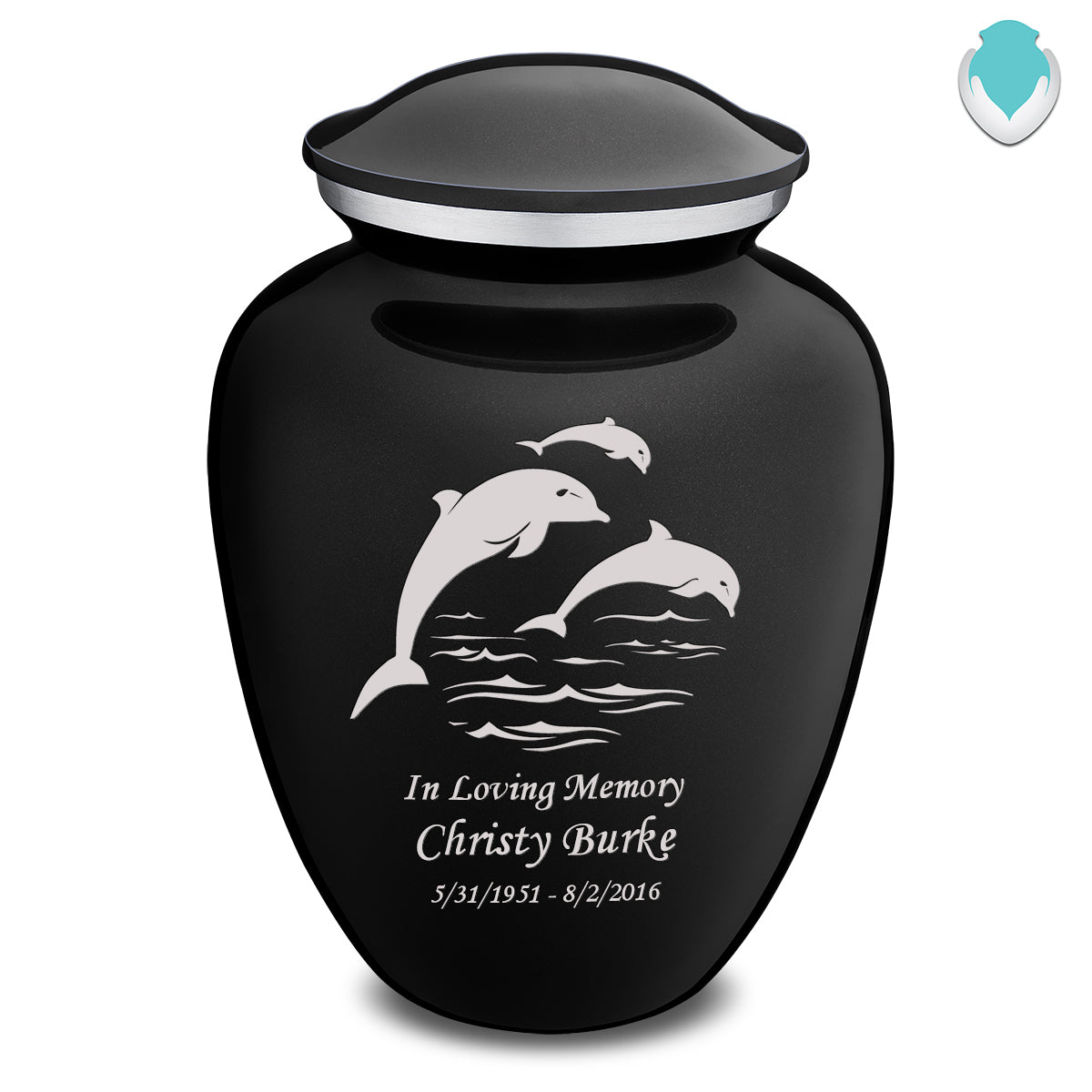 Adult Embrace Black Dolphins Cremation Urn