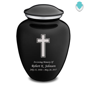Adult Embrace Black Simple Cross Cremation Urn