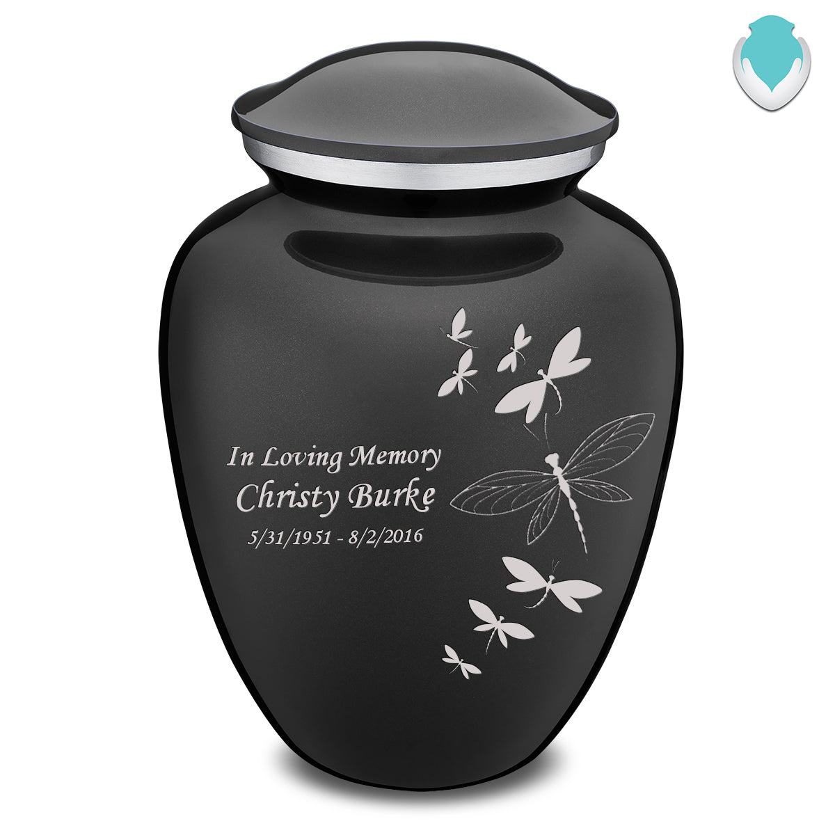 Adult Embrace Charcoal Dragonflies Cremation Urn