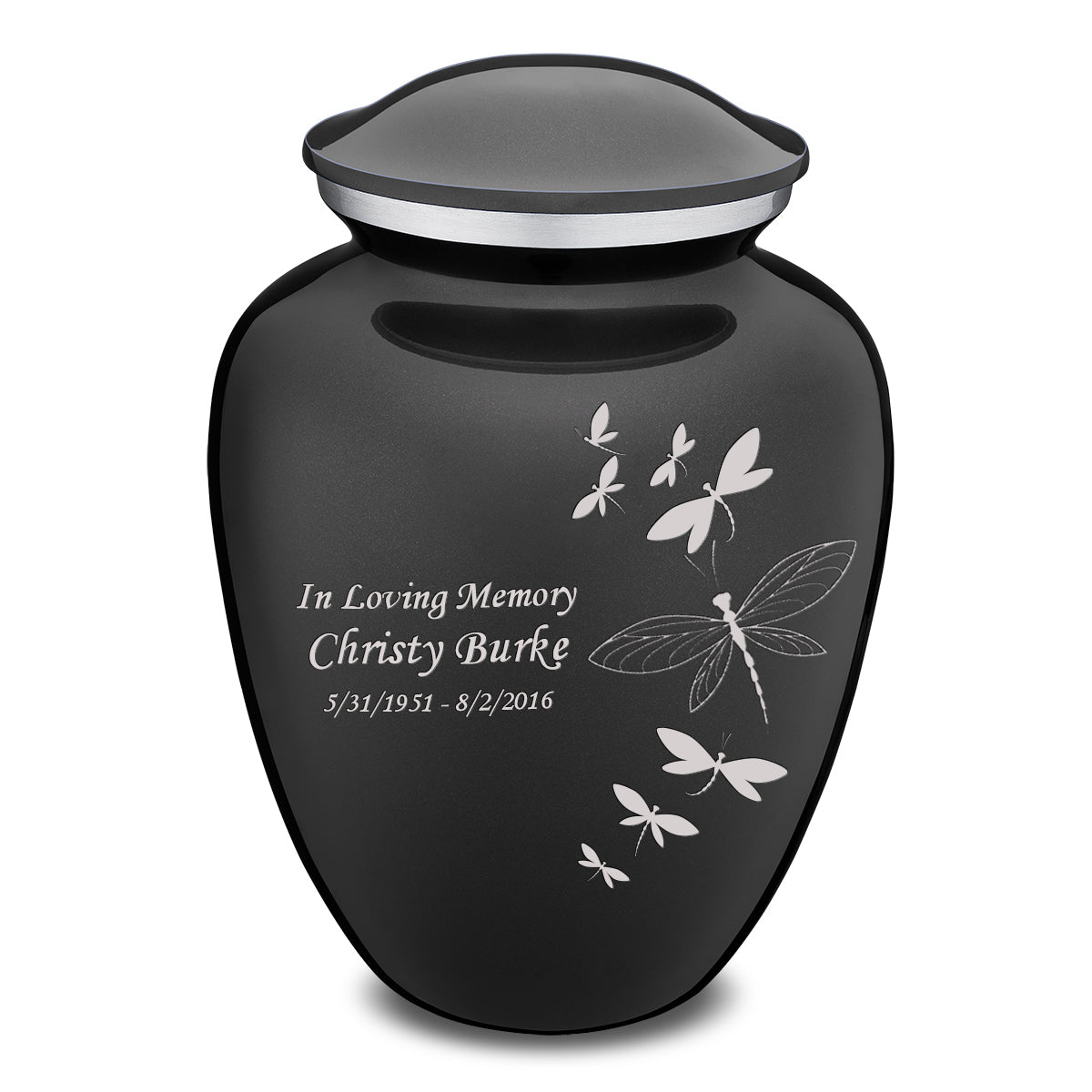Adult Embrace Charcoal Dragonflies Cremation Urn