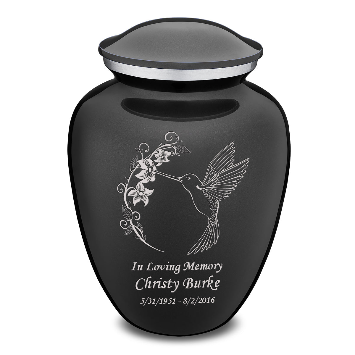 Adult Embrace Charcoal Hummingbird Cremation Urn