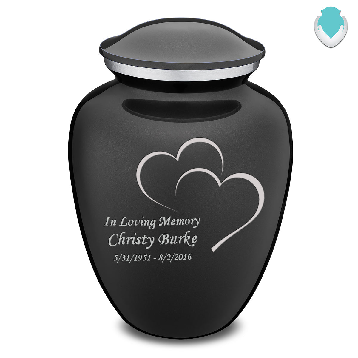Adult Embrace Charcoal Hearts Cremation Urn