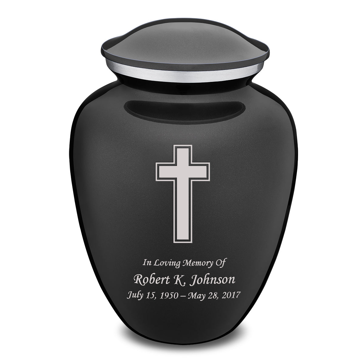 Adult Embrace Charcoal Simple Cross Cremation Urn