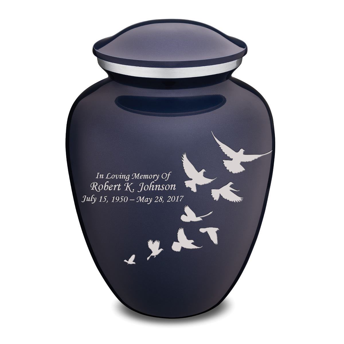 Adult Embrace Cobalt Blue Doves Cremation Urn