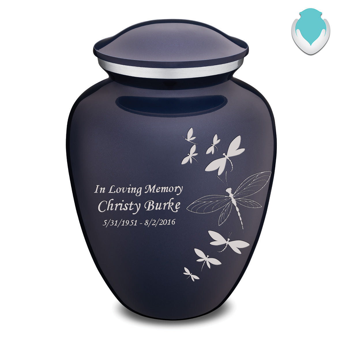 Adult Embrace Cobalt Blue Dragonflies Cremation Urn
