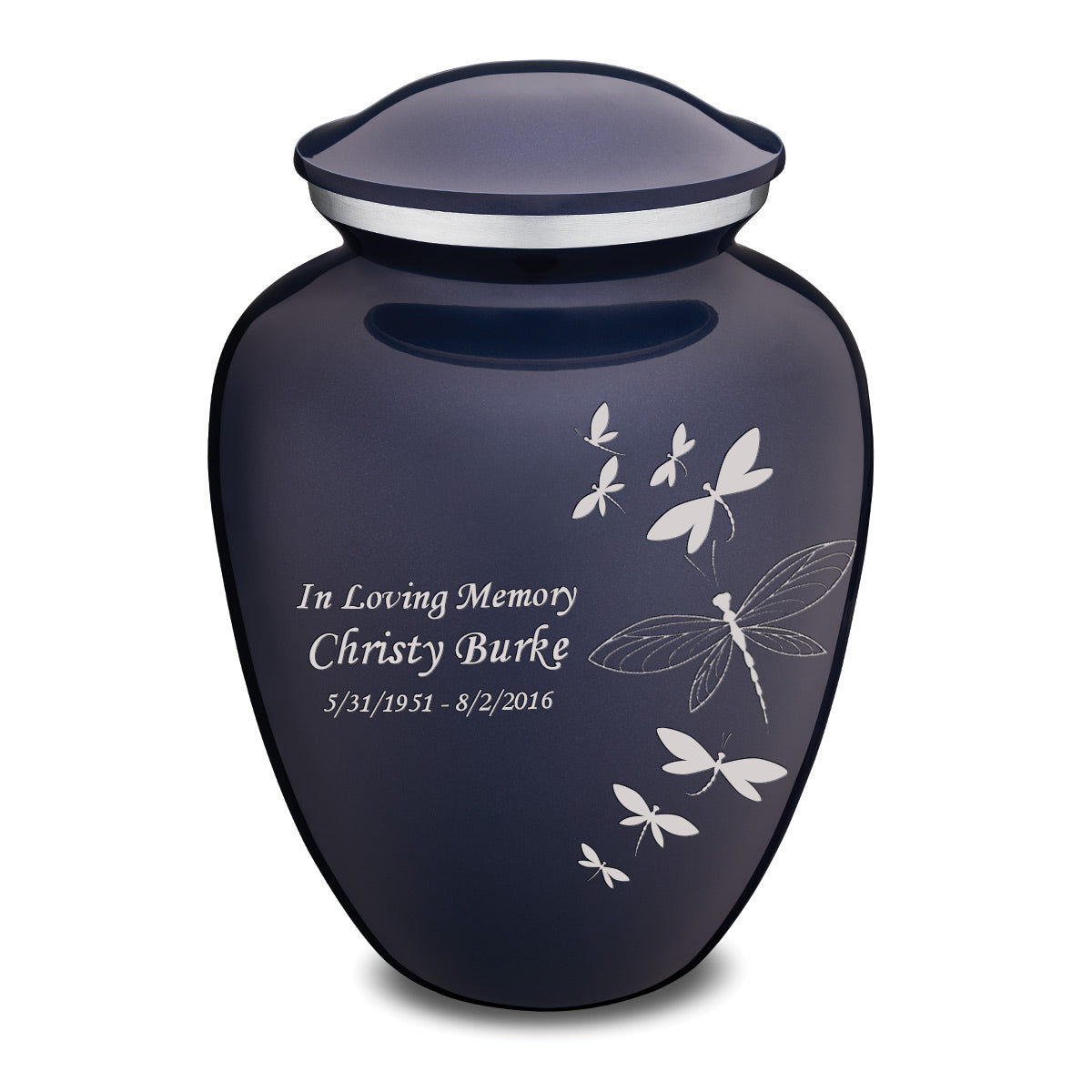Adult Embrace Cobalt Blue Dragonflies Cremation Urn