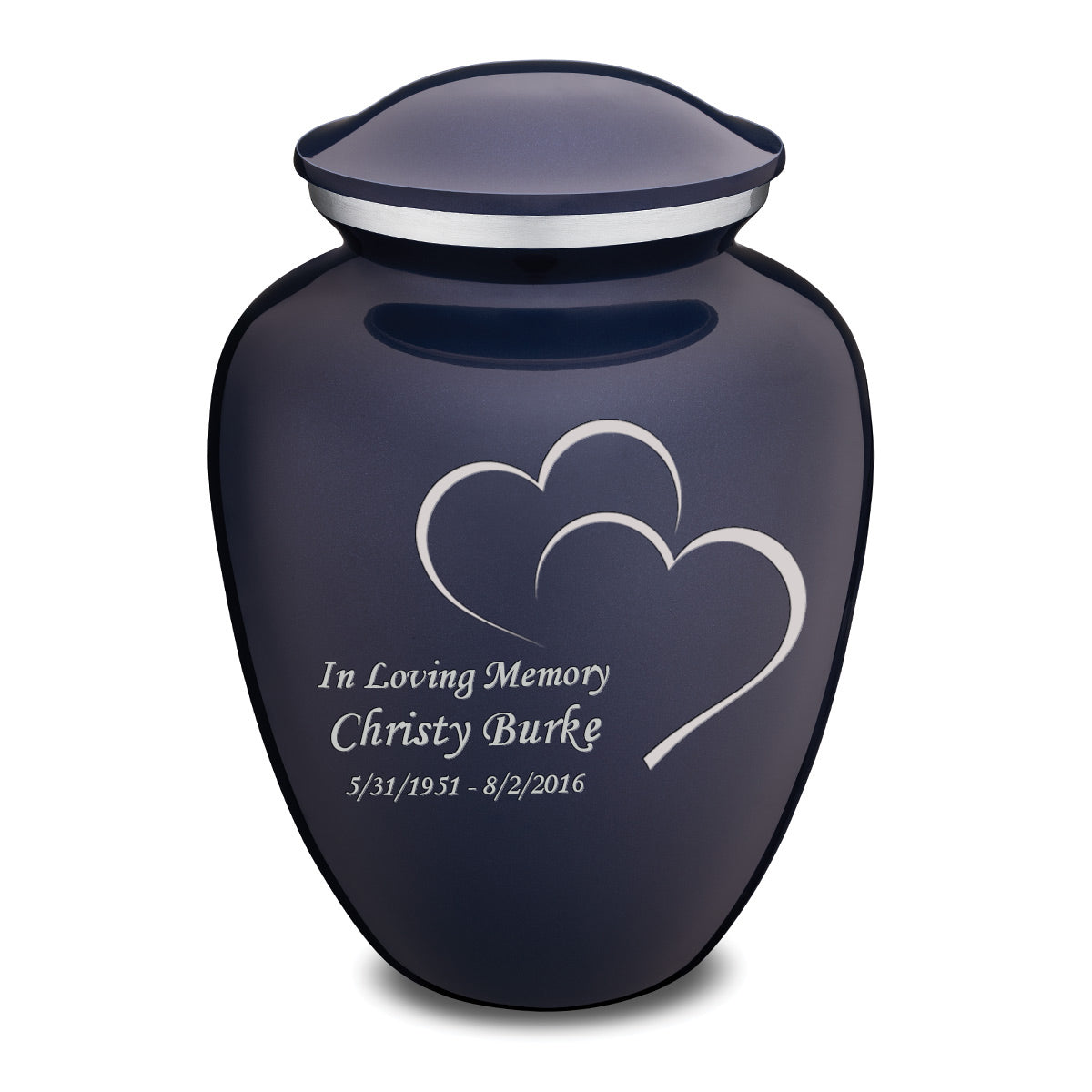 Adult Embrace Cobalt Blue Hearts Cremation Urn