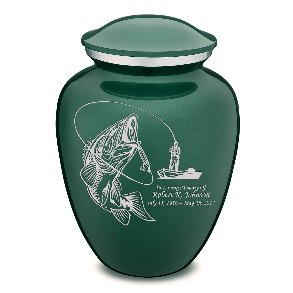 Adult Embrace Green Fishing Cremation Urn