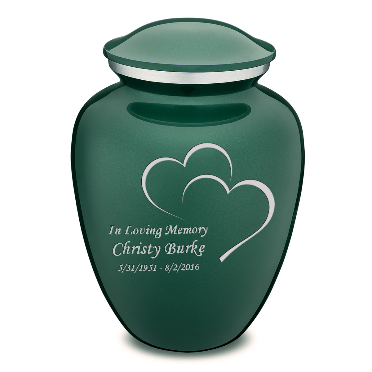 Adult Embrace Green Hearts Cremation Urn