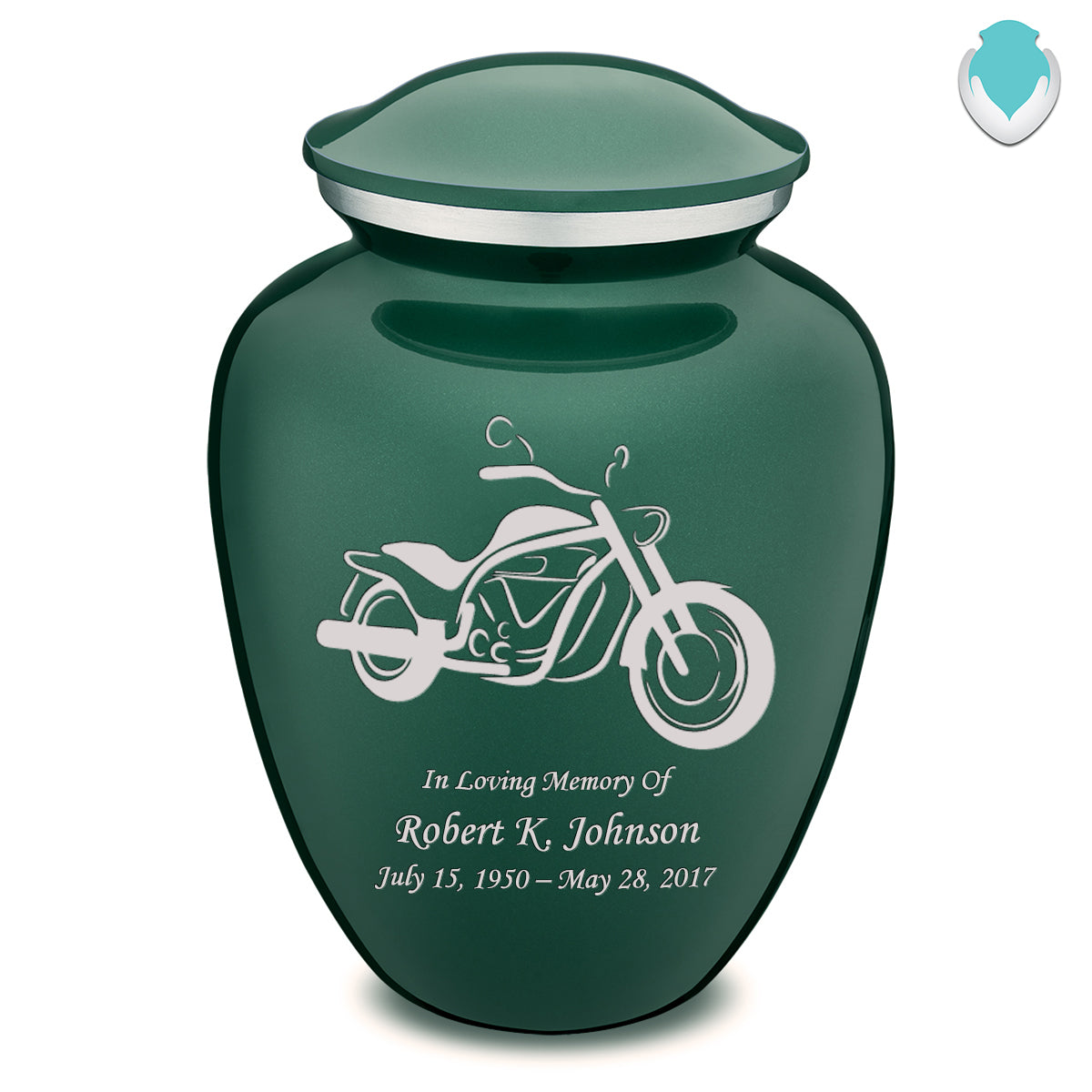 Adult Embrace Green Motorcycle Cremation Urn