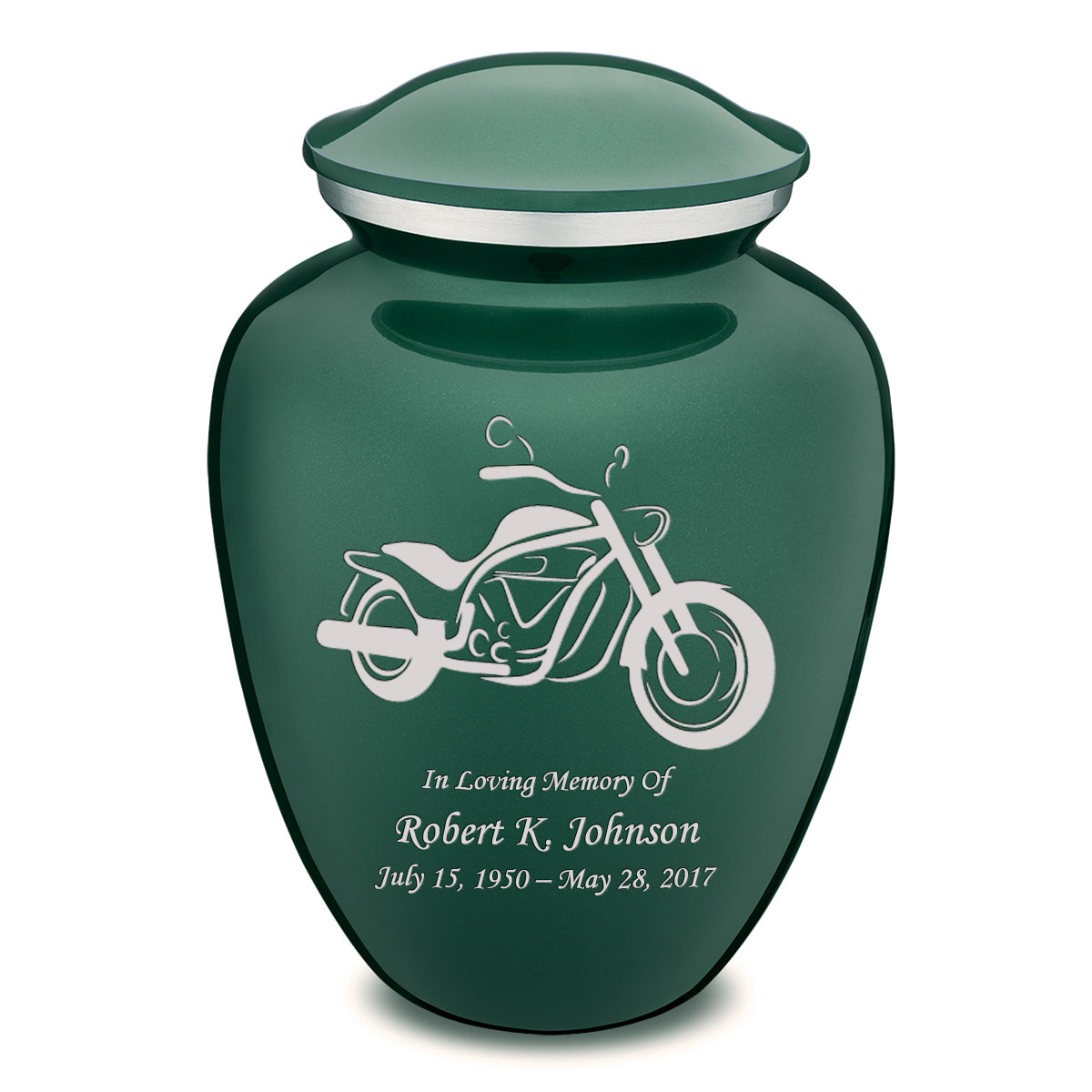 Adult Embrace Green Motorcycle Cremation Urn