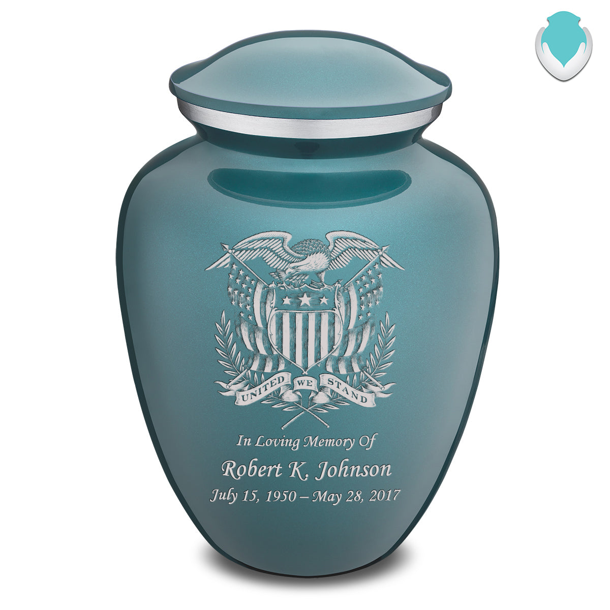 Adult Embrace Teal American Glory Cremation Urn
