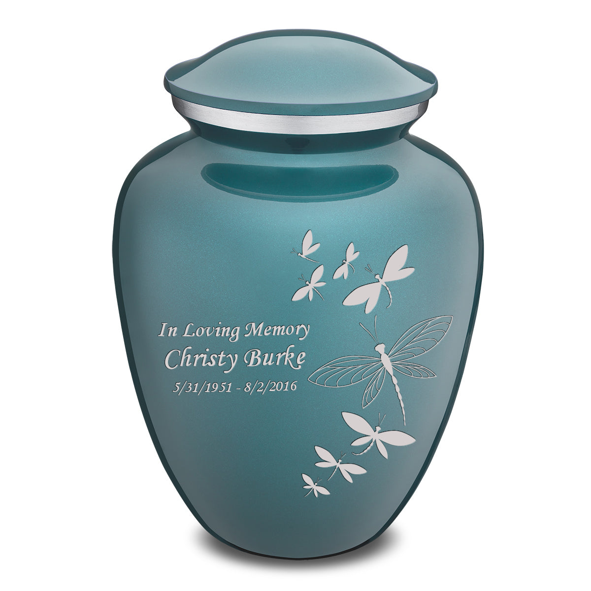 Adult Embrace Teal Dragonflies Cremation Urn