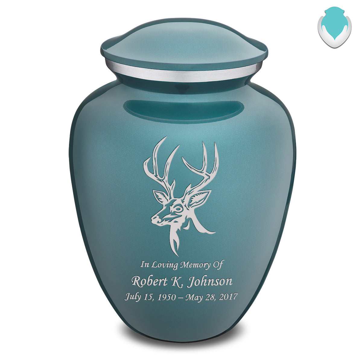 Adult Embrace Teal Deer Cremation Urn