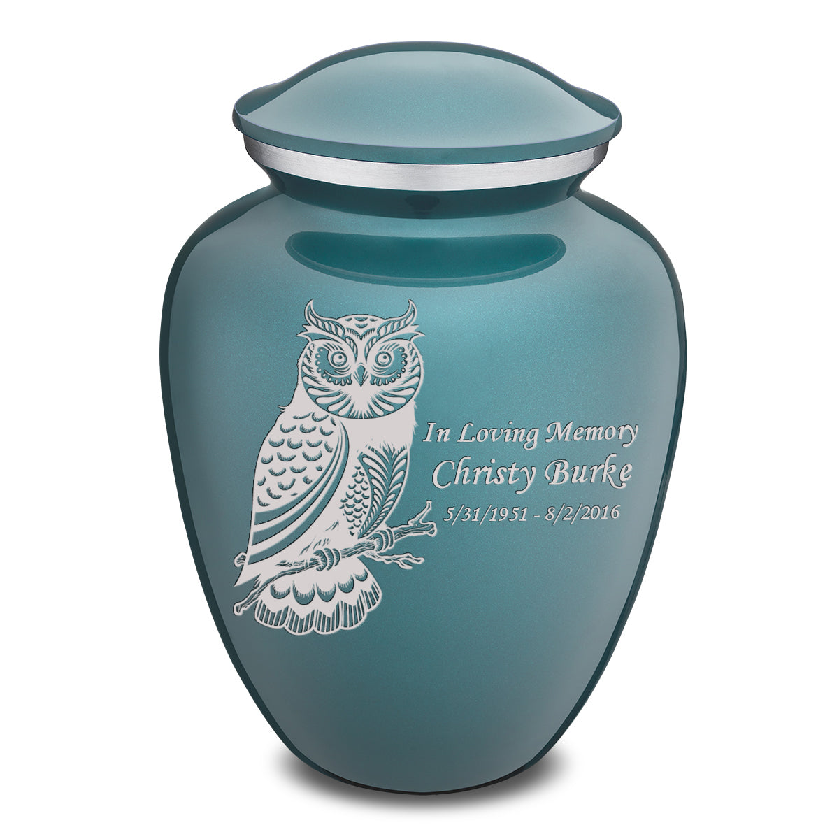 Adult Embrace Teal Owl Cremation Urn