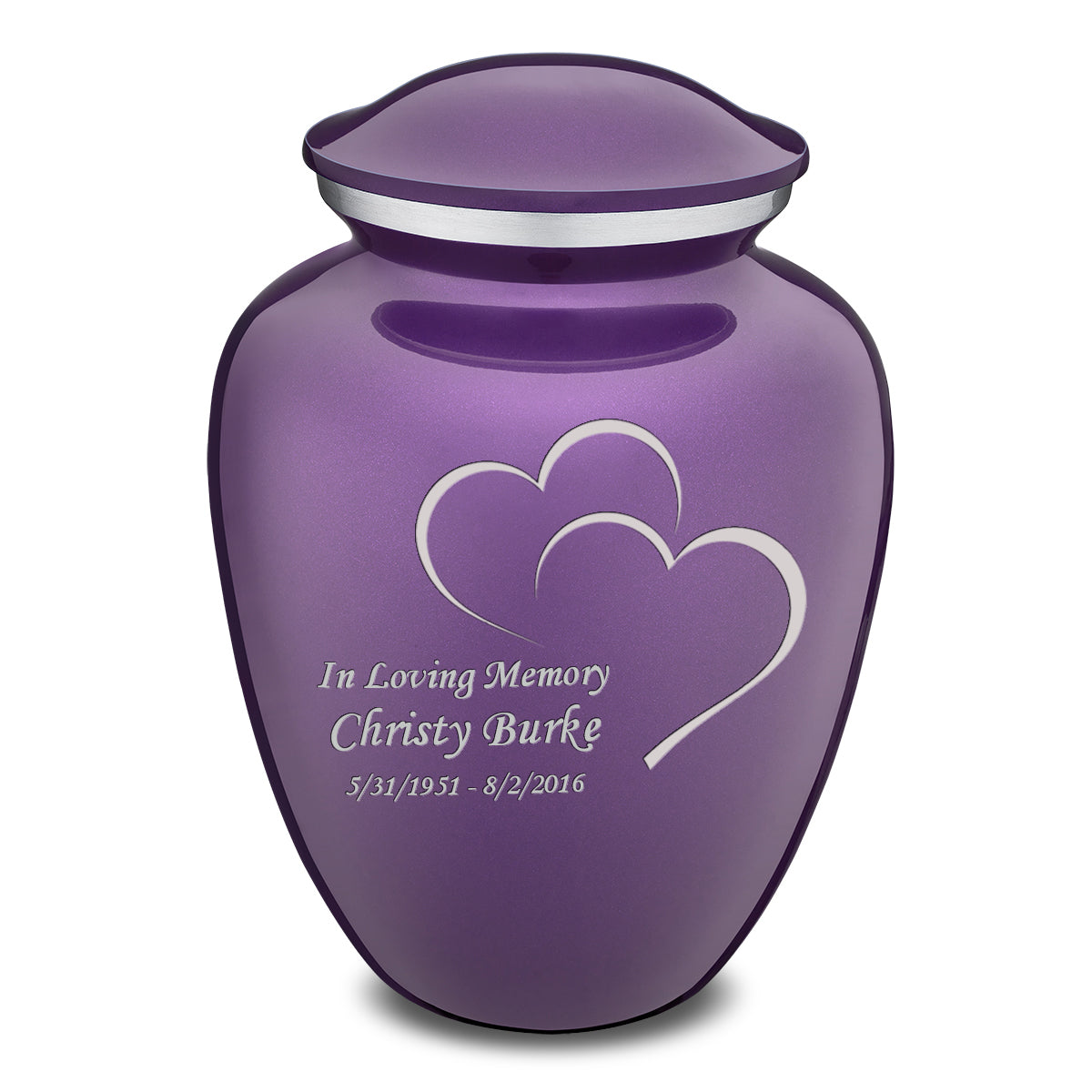 Adult Embrace Purple Hearts Cremation Urn