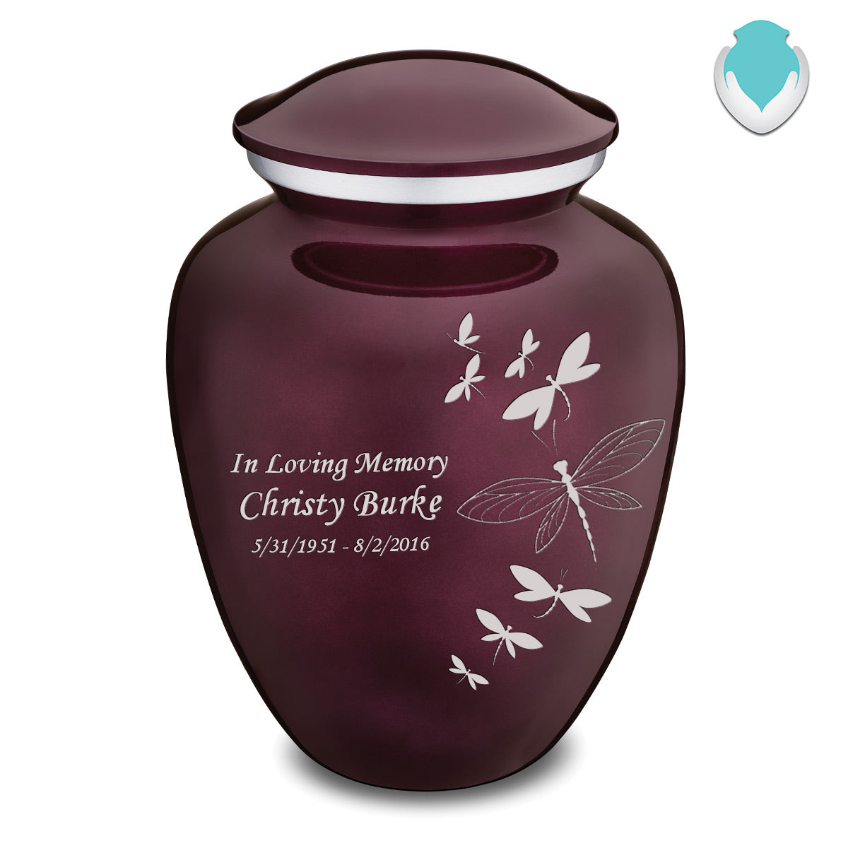Adult Embrace Cherry Purple Dragonflies Cremation Urn