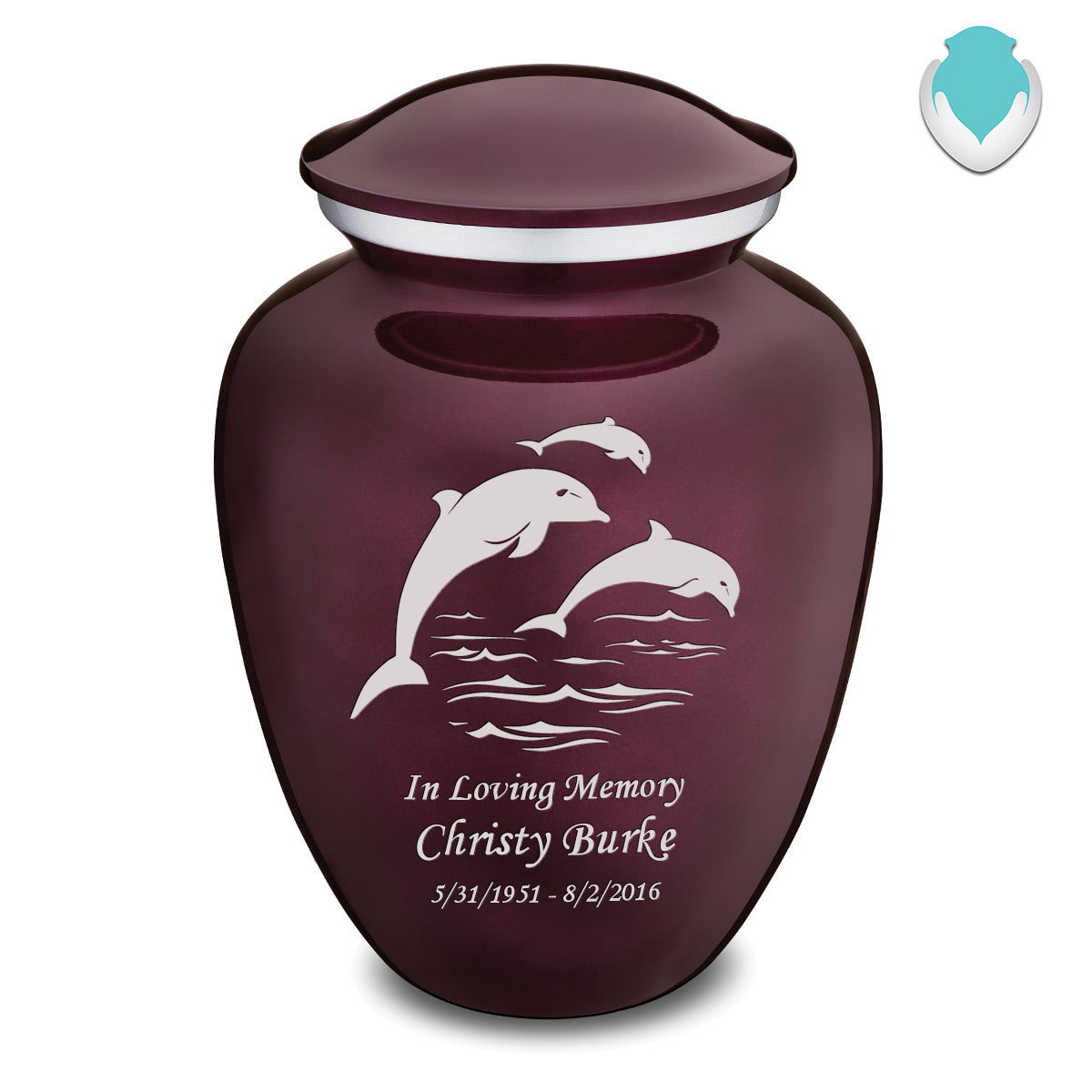 Adult Embrace Cherry Purple Dolphins Cremation Urn