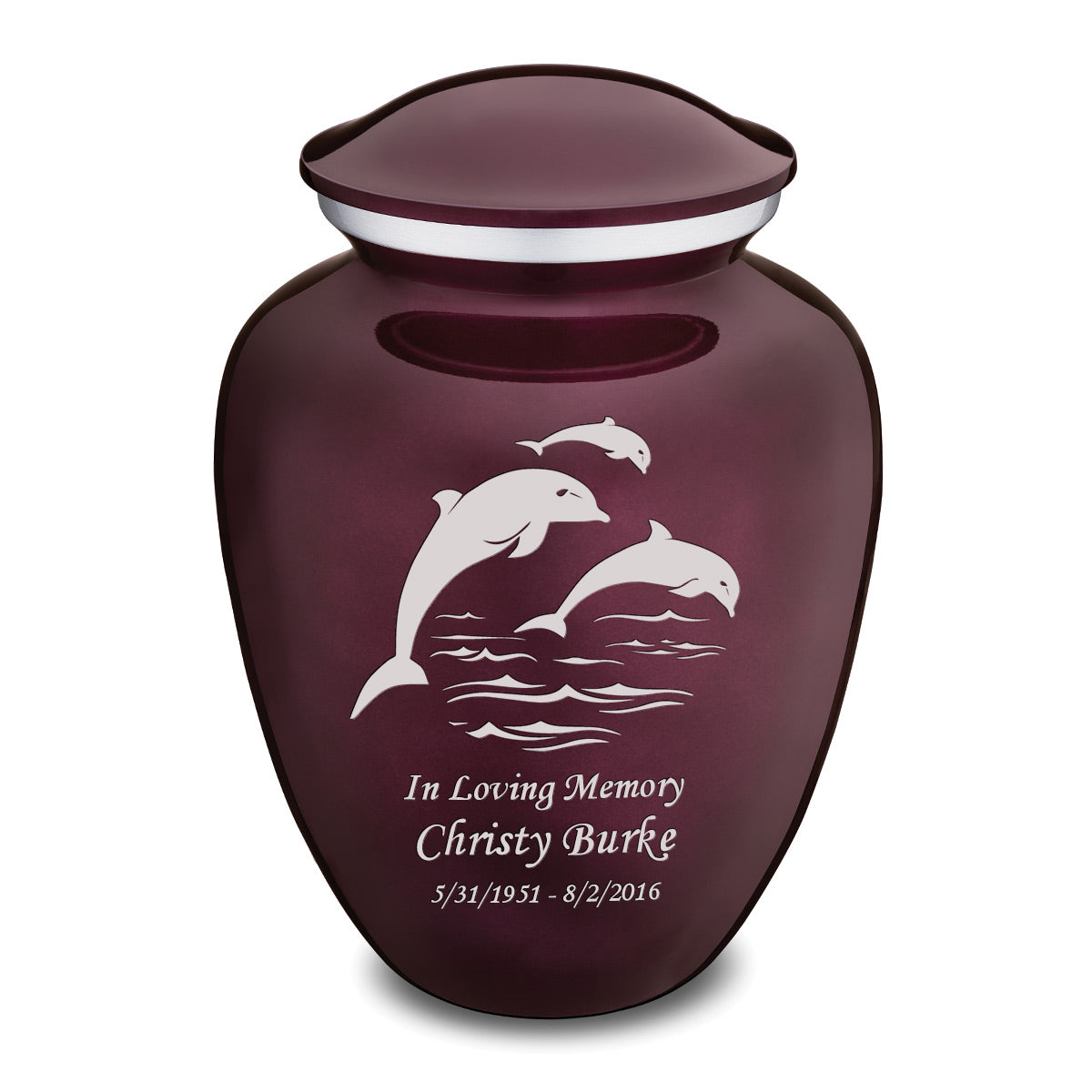 Adult Embrace Cherry Purple Dolphins Cremation Urn