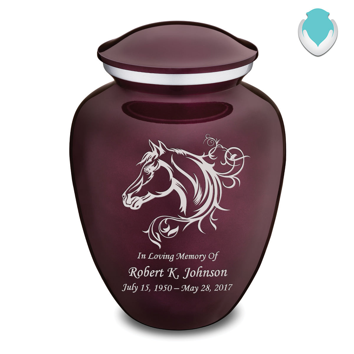 Adult Embrace Cherry Purple Horse Cremation Urn