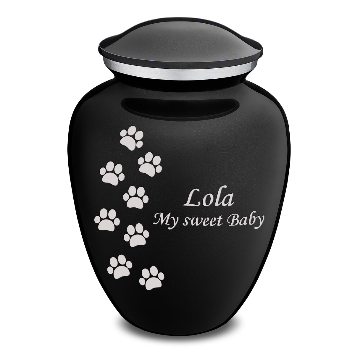 Large Embrace Black Walking Paws Pet Cremation Urn