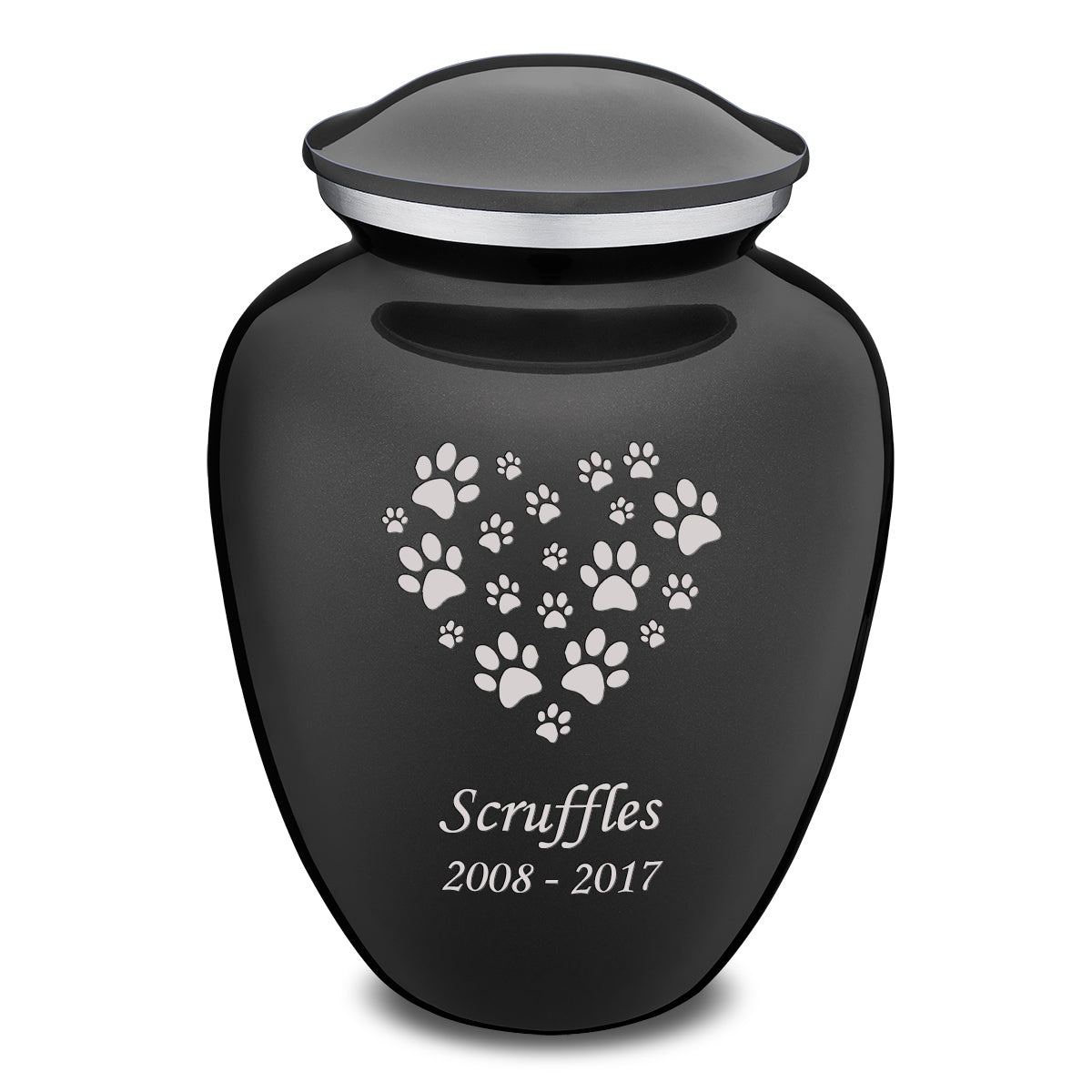 Large Embrace Charcoal Heart Paws Pet Cremation Urn