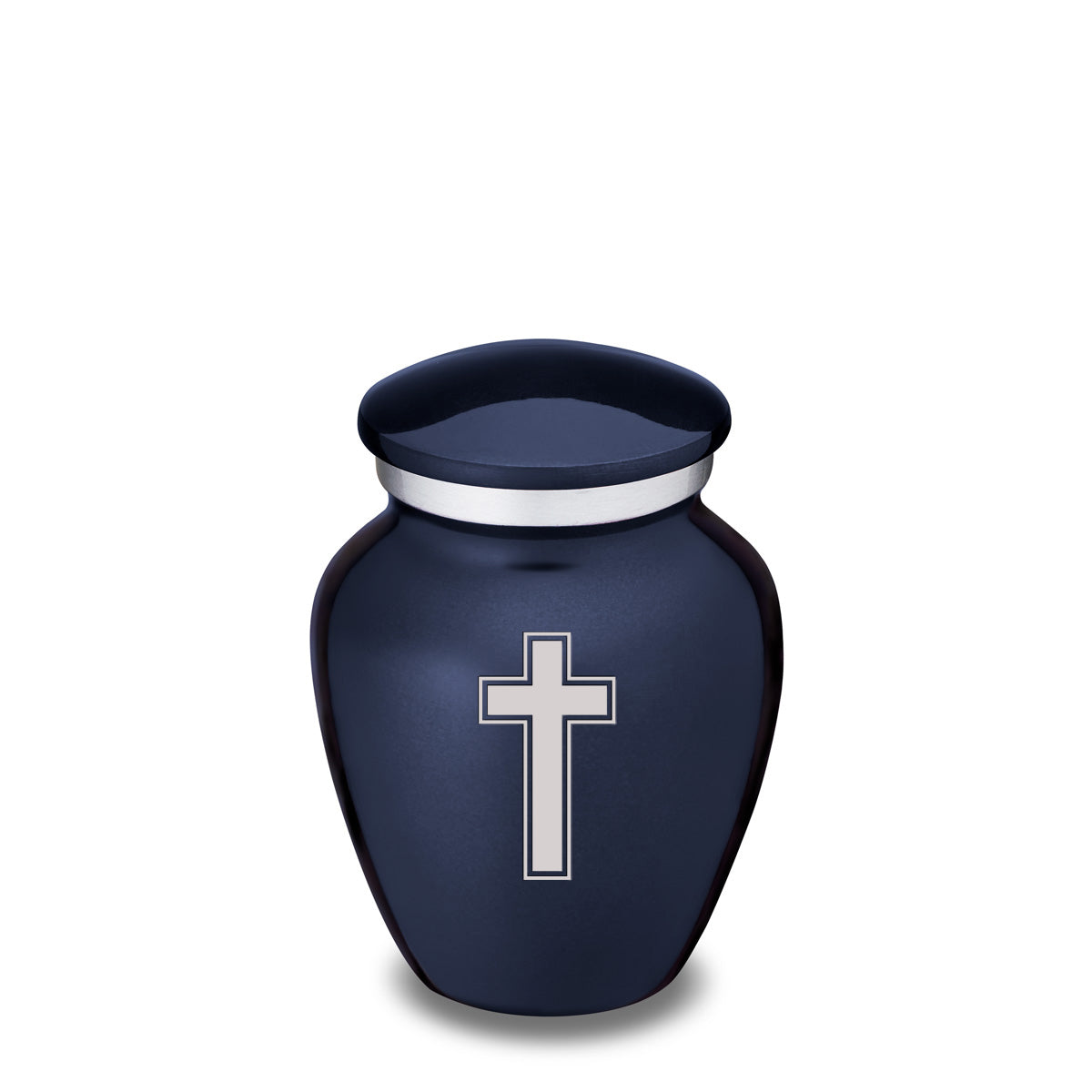 Keepsake Embrace Cobalt Blue Simple Cross Cremation Urn