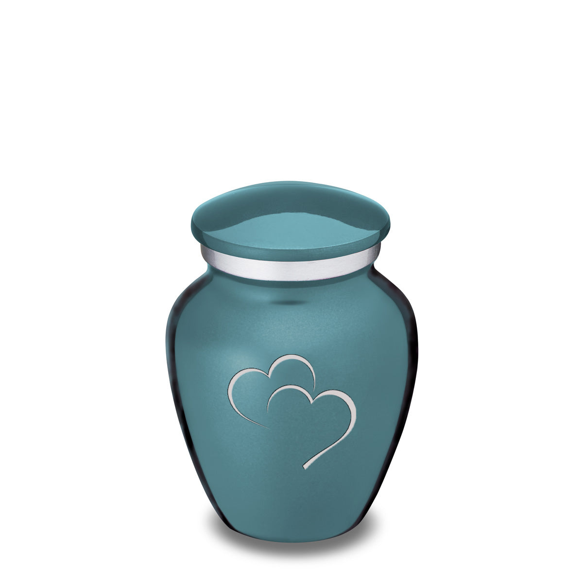 Keepsake Embrace Teal Hearts Cremation Urn