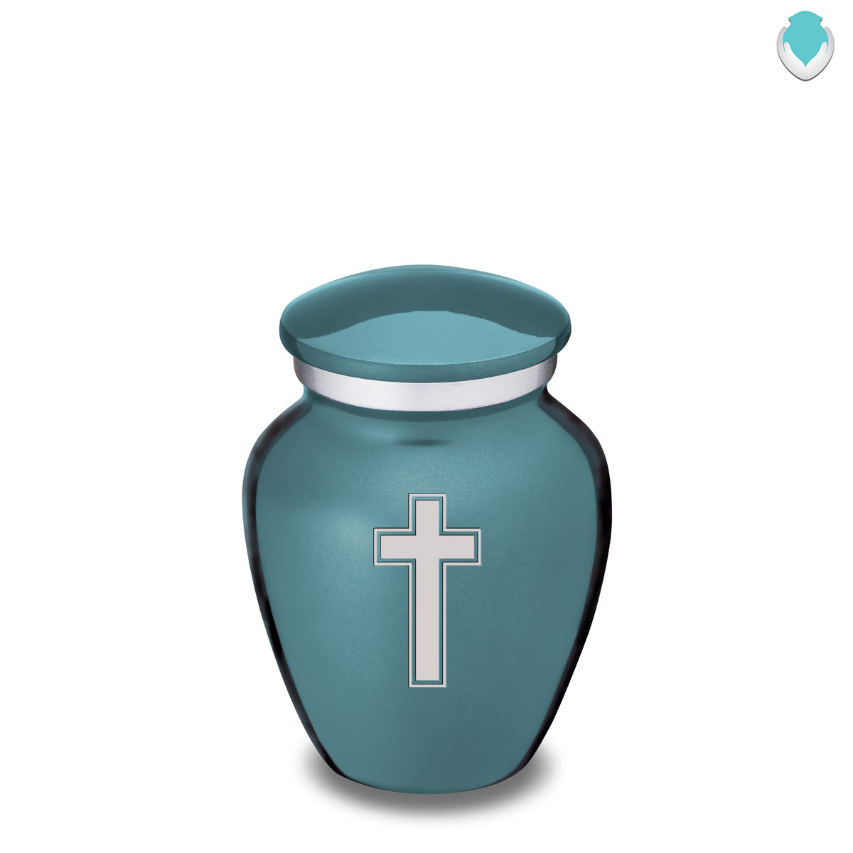 Keepsake Embrace Teal Simple Cross Cremation Urn