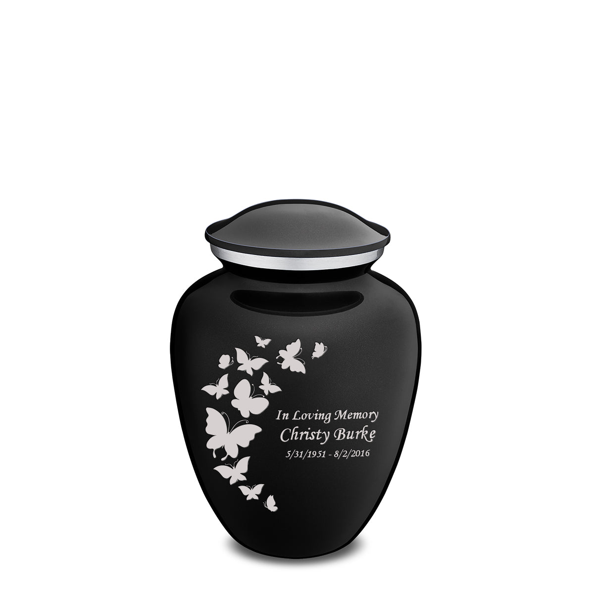 Medium Embrace Black Butterfly Cremation Urn