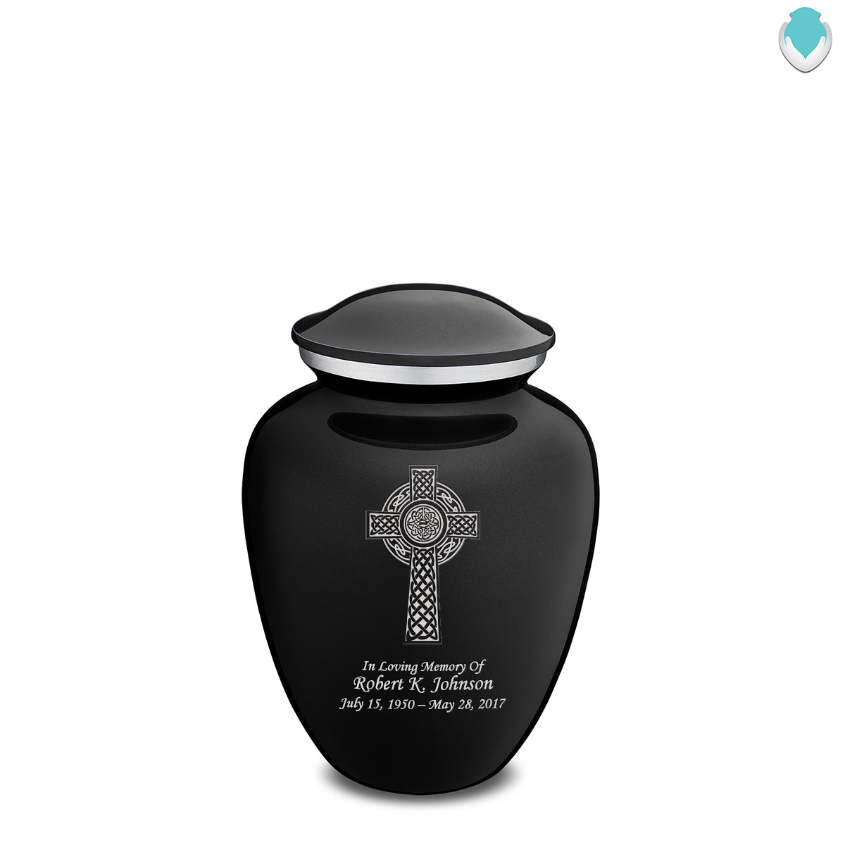 Medium Embrace Black Celtic Cross Cremation Urn