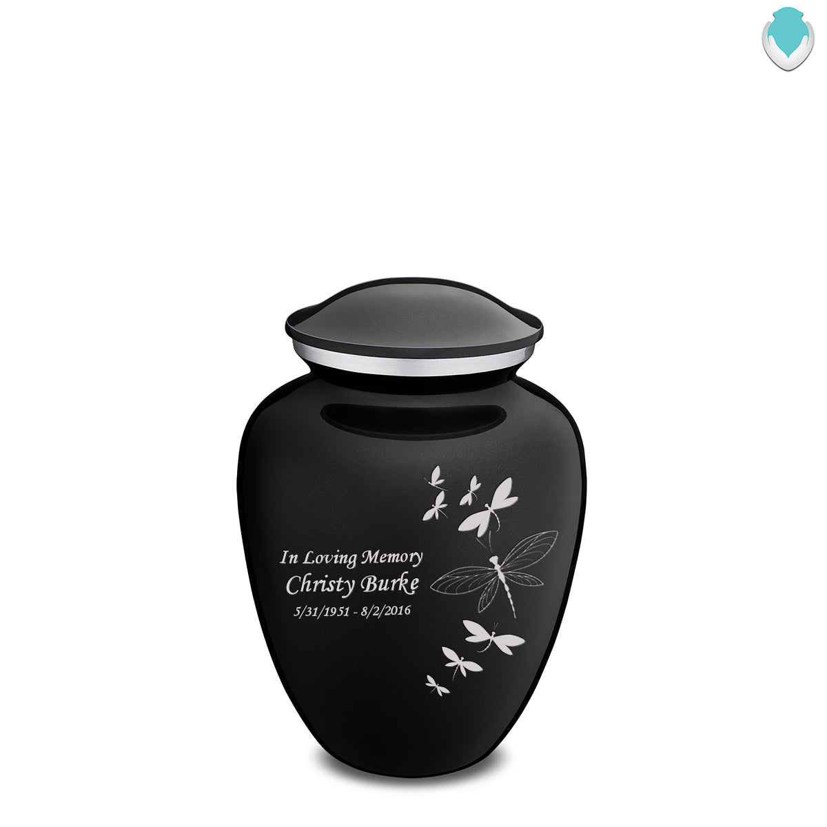Medium Embrace Black Dragonflies Cremation Urn
