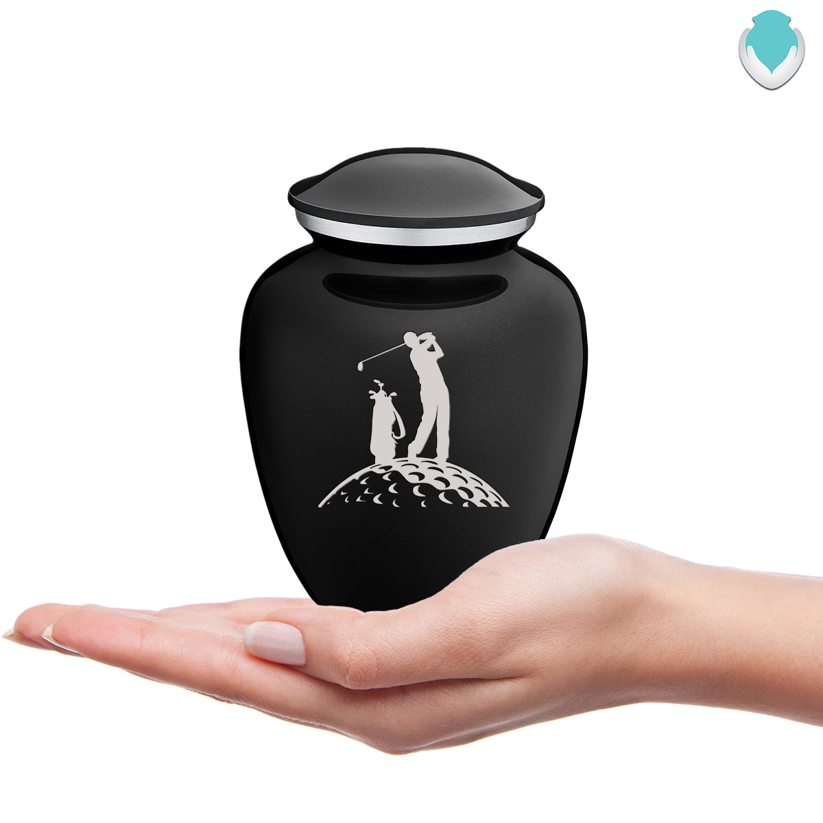 Medium Embrace Black Golfer Cremation Urn