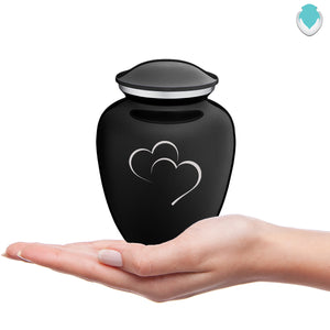Medium Embrace Black Hearts Cremation Urn