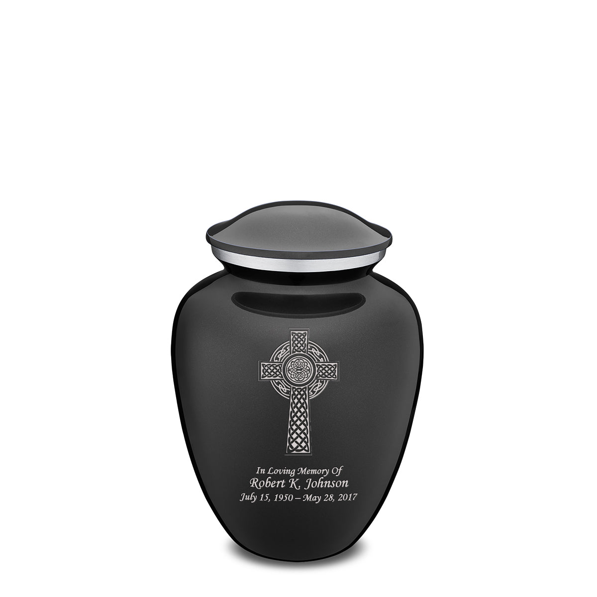 Medium Embrace Charcoal Celtic Cross Cremation Urn