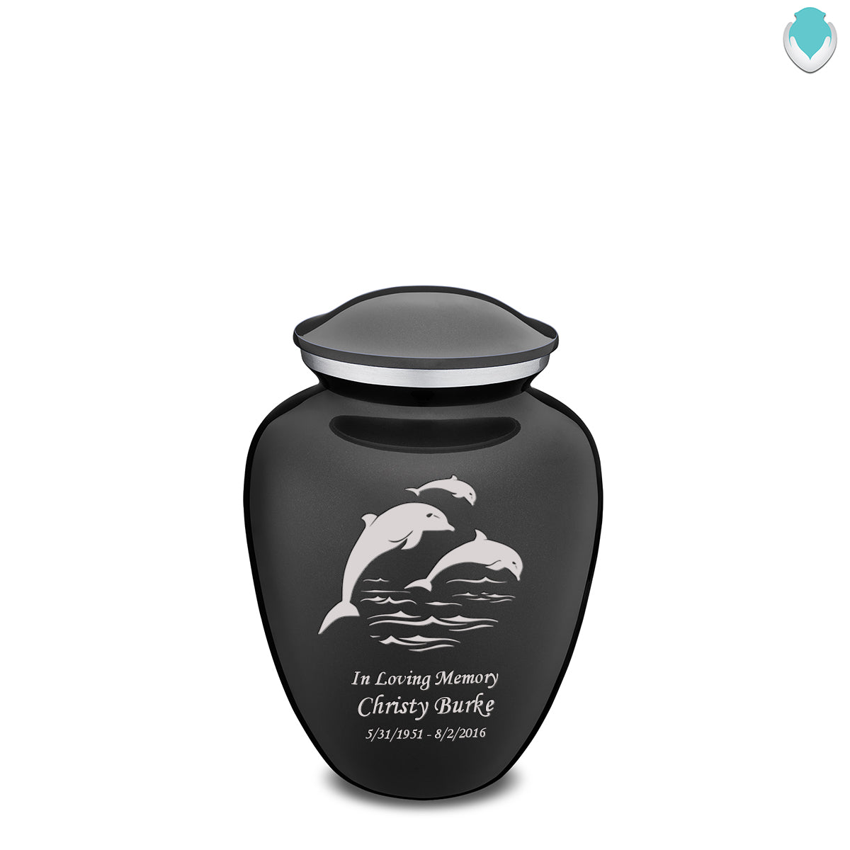 Medium Embrace Charcoal Dolphins Cremation Urn